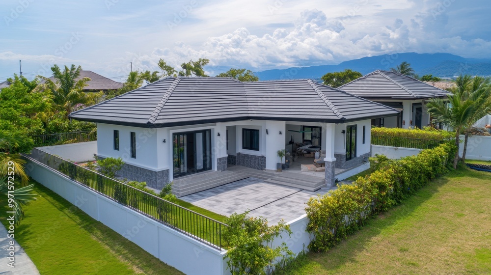 Modern Tropical Villa with Lush Greenery and Mountain Views Modern Tropical Villa with Lush Greenery and Mountain Views