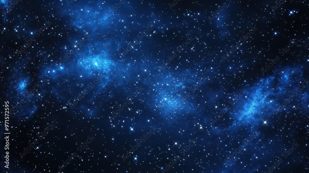 Starry Night Sky with Blue Nebulae Starry Night Sky with Blue Nebulae