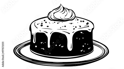 Sponge cake with a domed top on a clean surface, vector illustration art