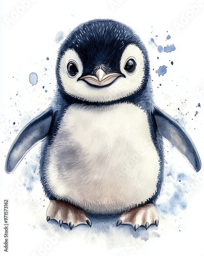 a wathercolor penguin photo