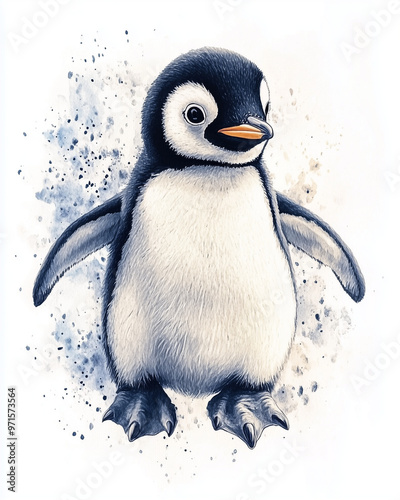 a wathercolor penguin photo