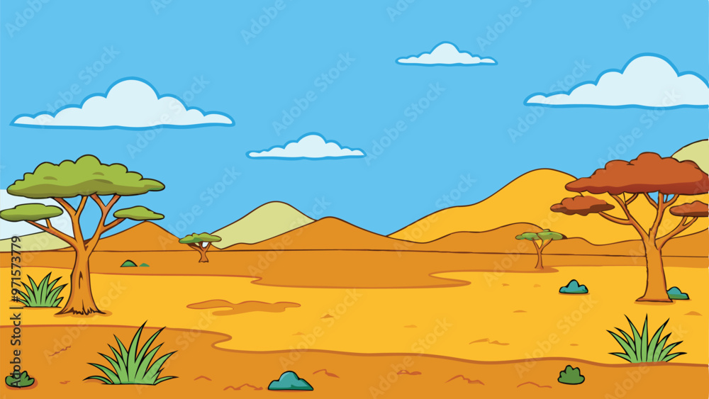Obraz premium African Savanna Background Vector Illustration Free 