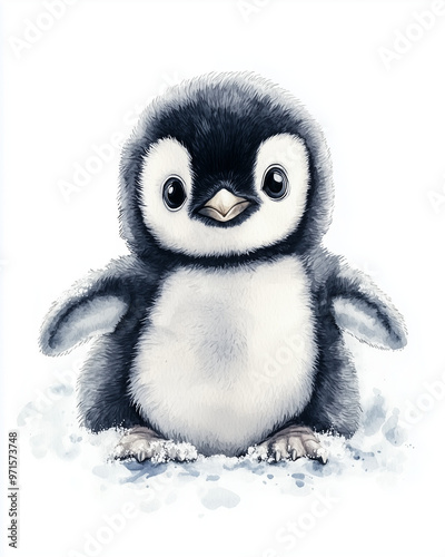 a wathercolor penguin photo