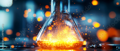 Catalyst facilitating reduction, electron exchange creating a glowing effect, Catalyst reduction, chemical process photo