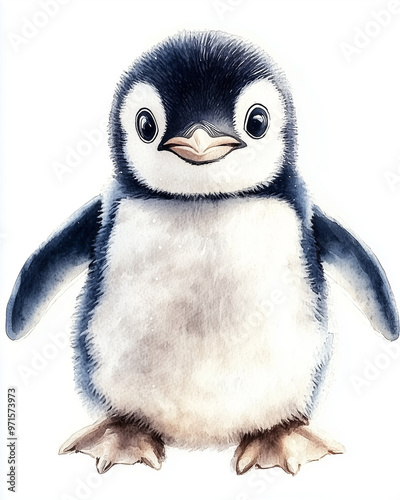 a wathercolor penguin photo