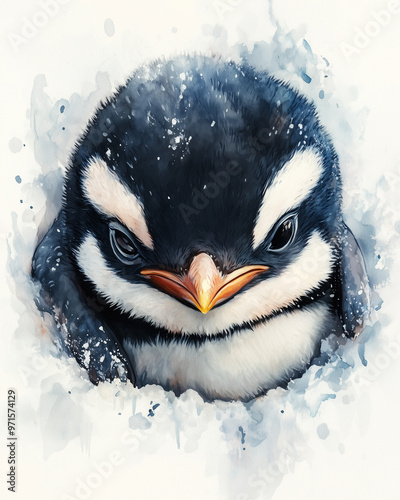 a wathercolor penguin photo