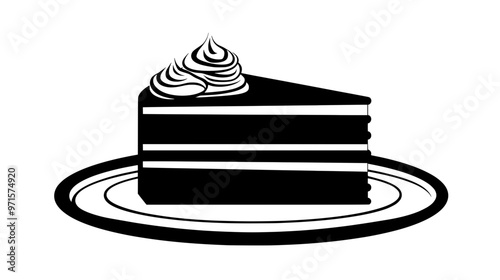 Cake with three layers, sliced and placed on a serving tray, vector illustration art