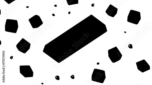 Candy bar on a flat surface surrounded by smaller identical pieces, vector illustration art