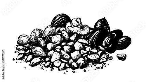 Chopped nuts combined with crumbly ingredients, used as a garnish or base in desserts, vector illustration art