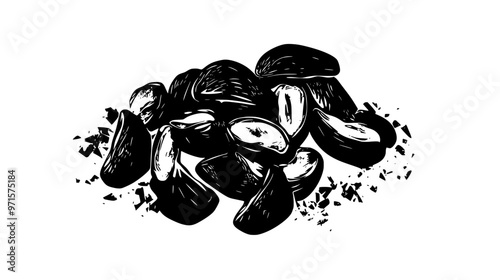 Chopped nuts in small pieces, adding a crunchy element to sweet or savory dishes, vector illustration art