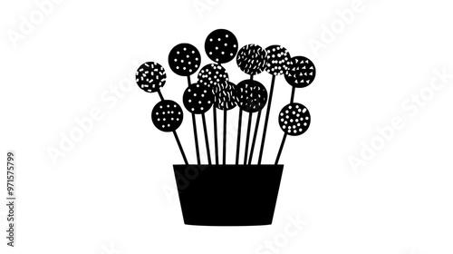 Container filled with custom lollipops, each piece placed in an organized fashion, vector illustration art