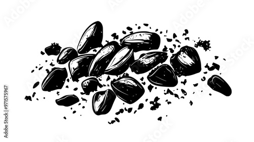 Crushed nuts mixed with cookie crumbs, providing a crunchy texture for toppings or crusts, vector illustration art
