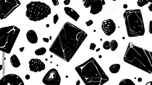 Detailed view of fruit-based confection highlighting firm texture and scattered fruit fragments, vector illustration art