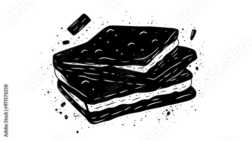 Finely crushed graham crackers, combined with butter, creating a firm crust for baked goods, vector illustration art