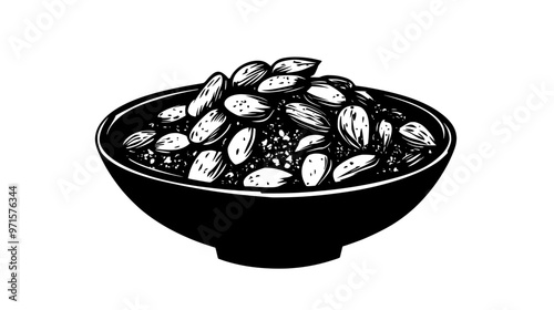 Finely crushed nuts used as garnish or mixed into recipes for added texture and flavor, vector illustration art