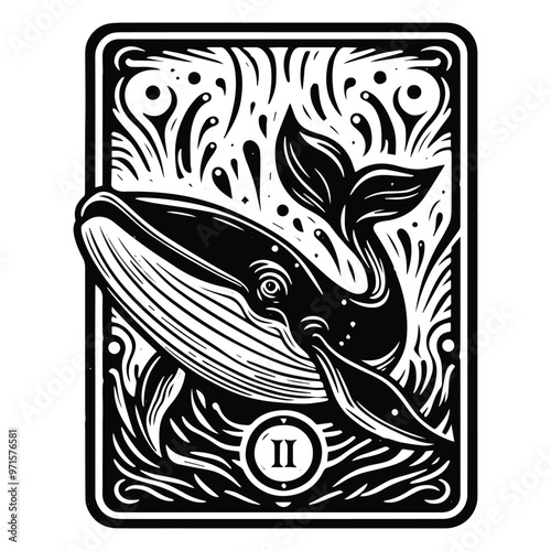 Whale fish in Tarot card