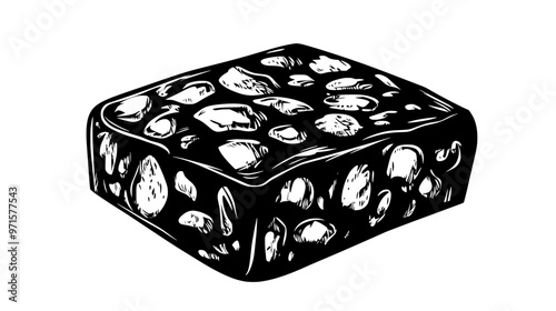 Piece of nut-based treat with solid texture and abundance of visible nuts throughout, vector illustration art