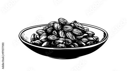 Pile of nut-based sweets in the middle of a large flat serving dish, vector illustration art