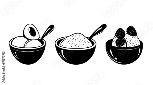 Rich, smooth substance made from eggs and milk, used for filling or as a dessert, vector illustration art