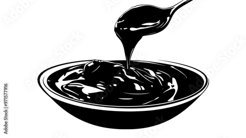 Rich, smooth chocolate mixture made by mixing cream and melted chocolate, used in cakes, vector illustration art