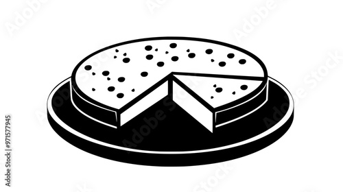 Round cheesecake divided into equal portions on a serving tray, vector illustration art