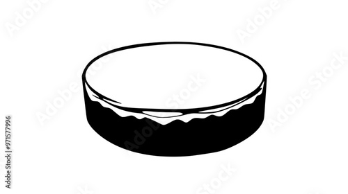 Round, unsliced cheesecake on a flat, even surface, vector illustration art