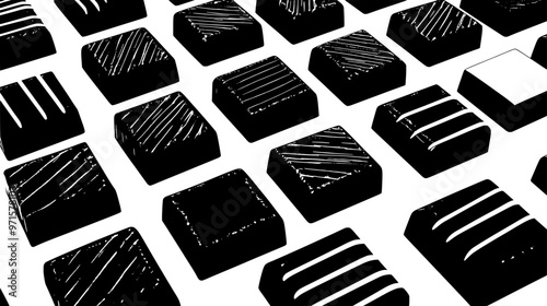 Rows of peppermint-flavored chocolates arranged in boxes, prepared for distribution at a party, vector illustration art