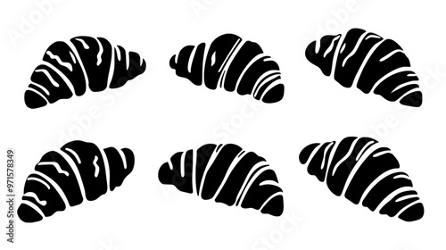 Croissants arranged in a simple pattern, with no additional items in the frame, vector illustration art