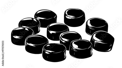 Several cream-filled candies grouped together, slightly touching, vector illustration art