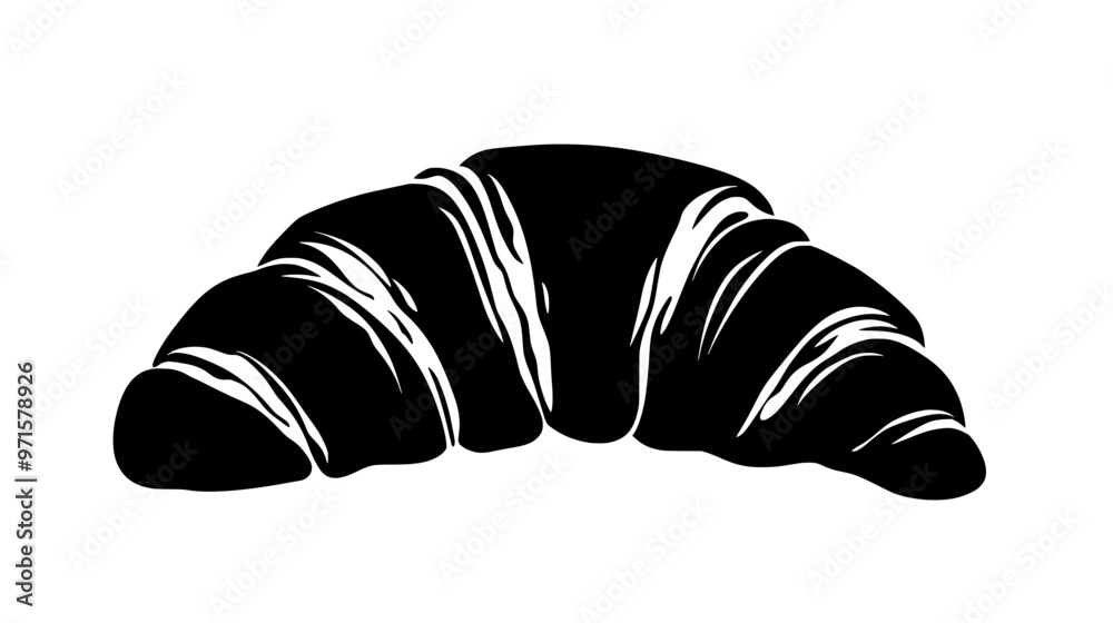 Single croissant with a slightly open center on a plain background, vector illustration art Single croissant with a slightly open center on a plain background, vector illustration art