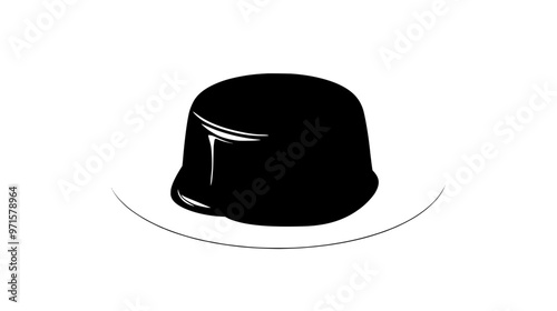Single panna cotta on a plain surface, centered with no additional elements present, vector illustration art