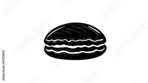 Single puff pastry with a layered appearance on a smooth background, vector illustration art