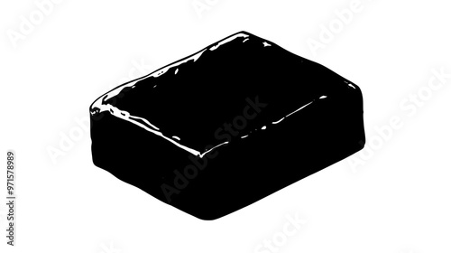 Single fudge piece on a white background, surface texture visible, vector illustration art
