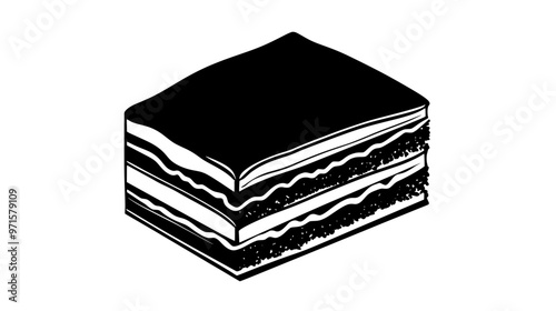 Sliced sponge cake, neatly arranged on a smooth surface, vector illustration art