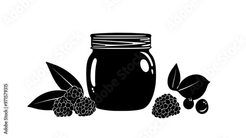 Smooth, sweet spread made from crushed fruit and sugar, used on breakfast items, vector illustration art