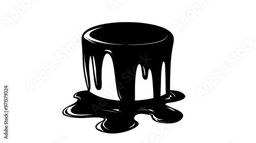 Smooth, rich blend of melted chocolate and cream, used for cake coverings or fillings, vector illustration art