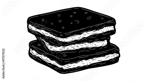 Stack of three biscotti placed vertically with no additional elements, vector illustration art