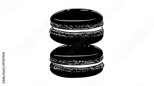 Stack of three macarons placed vertically, no additional textures, vector illustration art