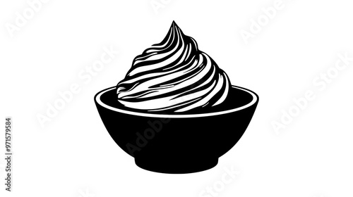 Sweet, creamy mixture of butter and sugar, used as a frosting or filling for cakes, vector illustration art