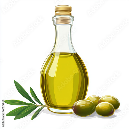 bottle of oil with olives