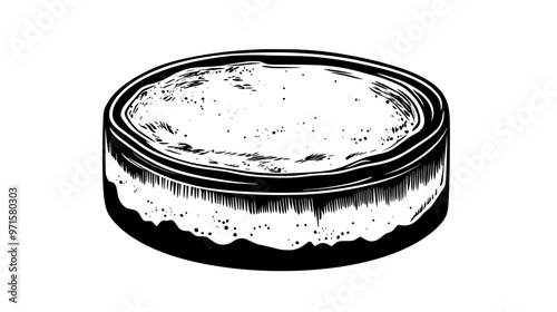 Whole cheesecake with a smooth top on a flat surface, vector illustration art