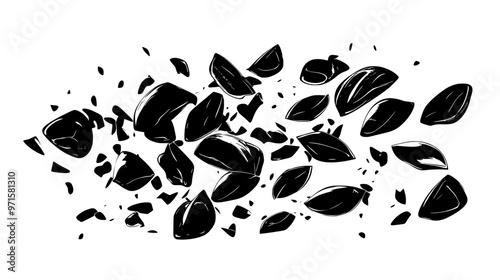 Broken nut pieces used to provide crunch in cookies, cakes, or as a dessert topping, vector illustration art