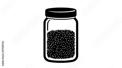 A clear jar of jimmies, with the sprinkles visible through the transparent glass, vector illustration art