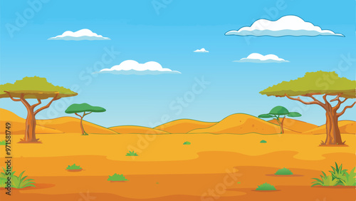 African Savanna Background Vector Illustration Free 