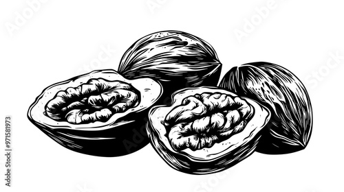 Close-up of nut-based confection with dense, consistent texture and integrated nut pieces, vector illustration art