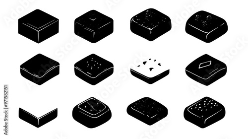 Compact package containing several sweets, each in its own wrapping, vector illustration art