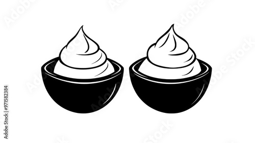 Creamy custard made from simmered milk and eggs, often served in dessert forms, vector illustration art