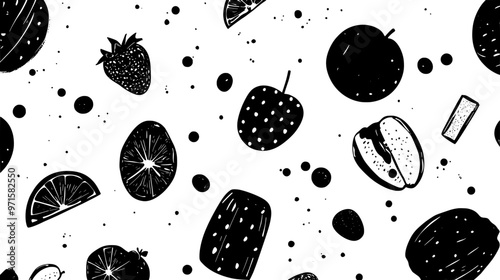Detailed view of fruit-based confection highlighting firm texture and scattered fruit fragments, vector illustration art