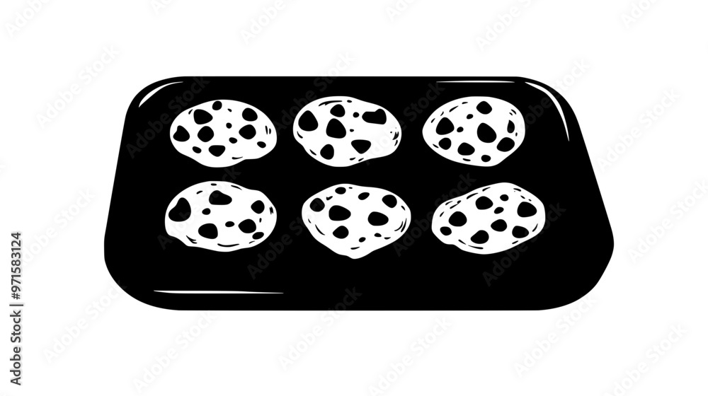 Group of drop cookies placed on a smooth, even tray, vector illustration art Group of drop cookies placed on a smooth, even tray, vector illustration art
