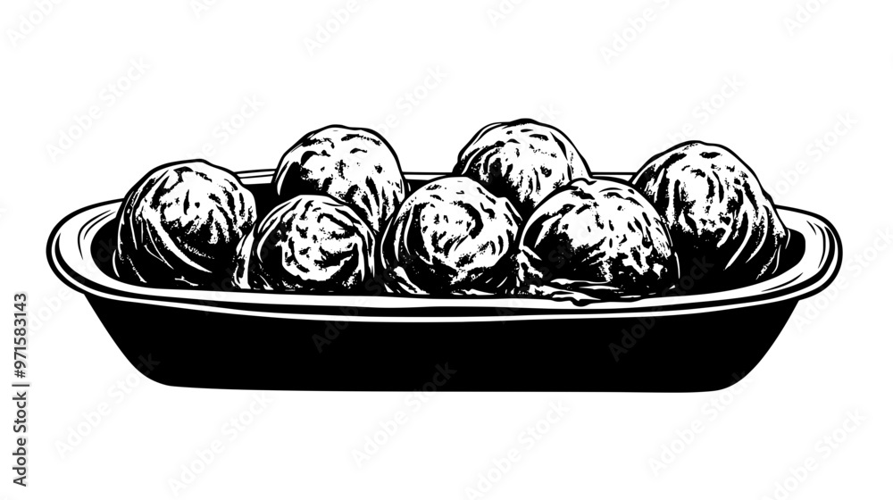 Ice cream scoops in an elongated dish with no toppings or sauces, vector illustration art Ice cream scoops in an elongated dish with no toppings or sauces, vector illustration art